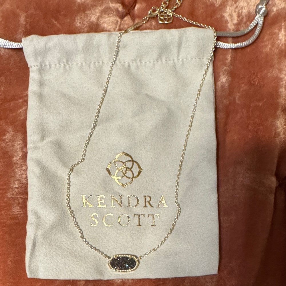 Kendra Scott Gold Necklace with Dark Pendant
